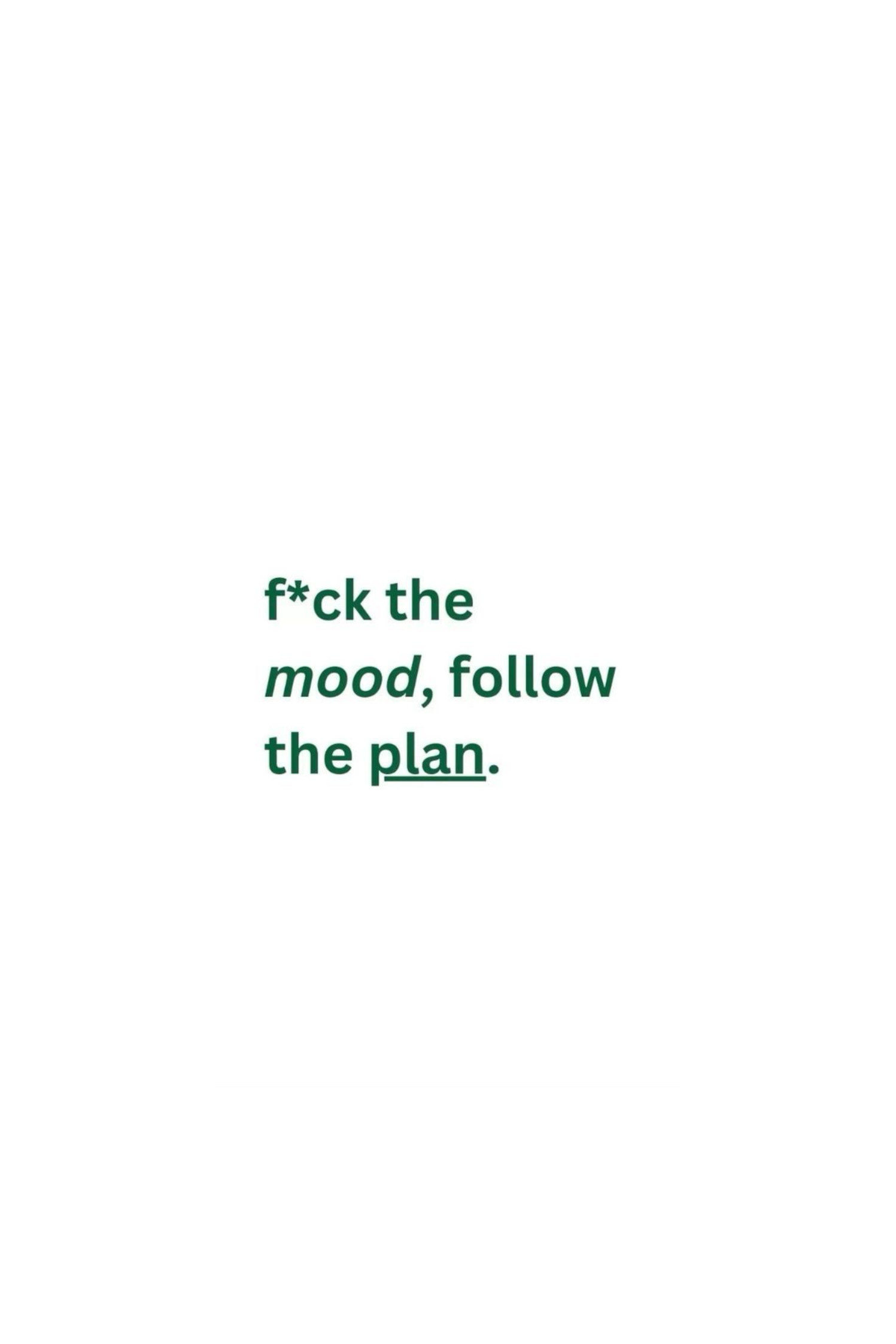 F*ck the Mood, Follow the Plan