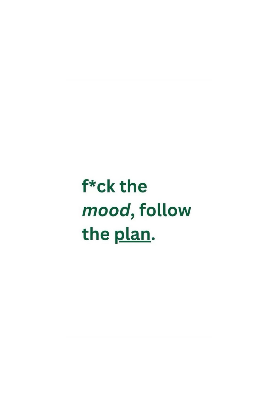 F*ck the Mood, Follow the Plan