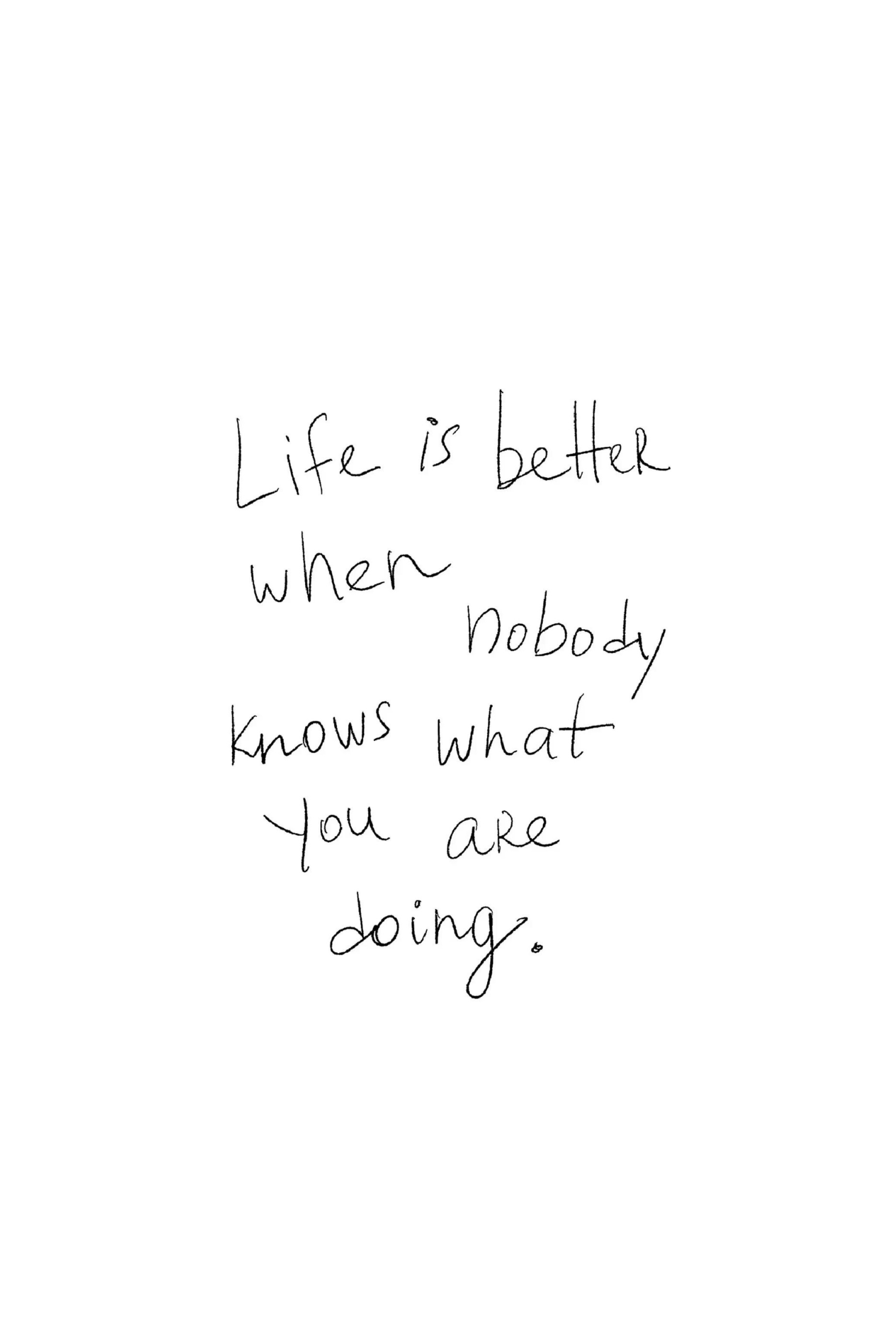 Life Is Better When Nobody Knows What You Are Doing